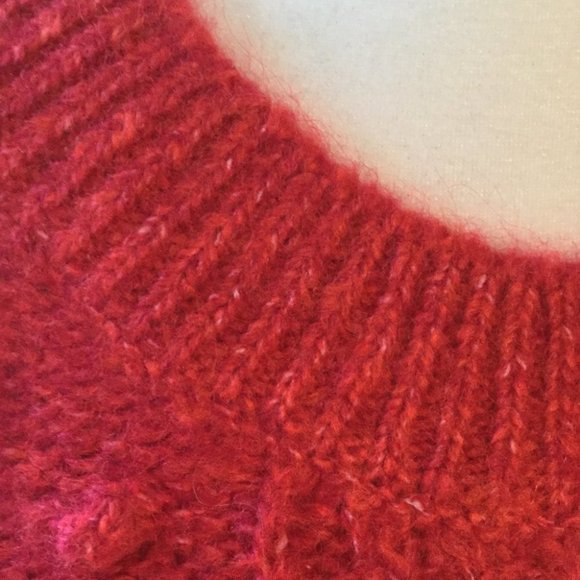 NWT Red Marled cable knit popcorn stitch Sweater - Picture 3 of 7